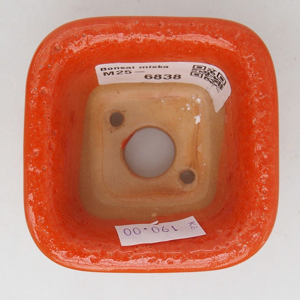 Bonsaischale aus Keramik 6,5 x 6,5 x 5 cm, orange