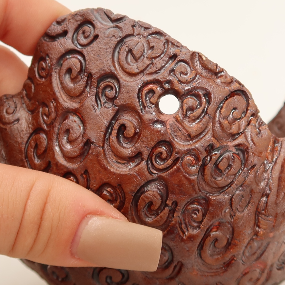 Keramikschale für Kokedama, 12,5 x 11,5 x 8,5 cm, Farbe: Braun