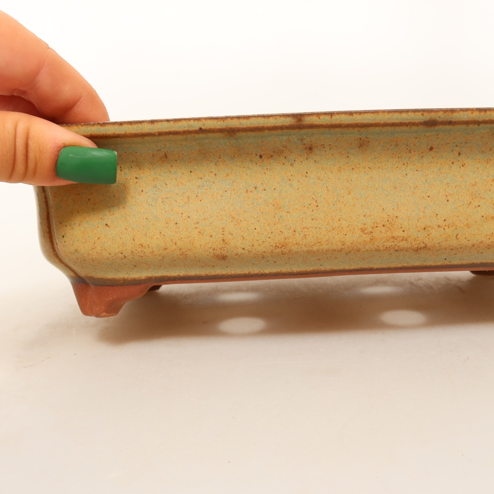 Keramikschale  24,5 x 17,5 x 6 cm, Farbe: grünbraun