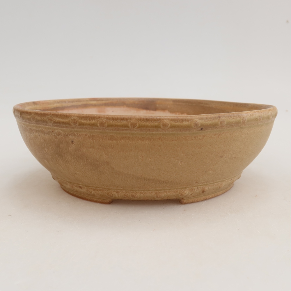 Keramik-Bonsai-Schale, 17,5 x 17,5 x 5,5 cm, Farbe: Beige