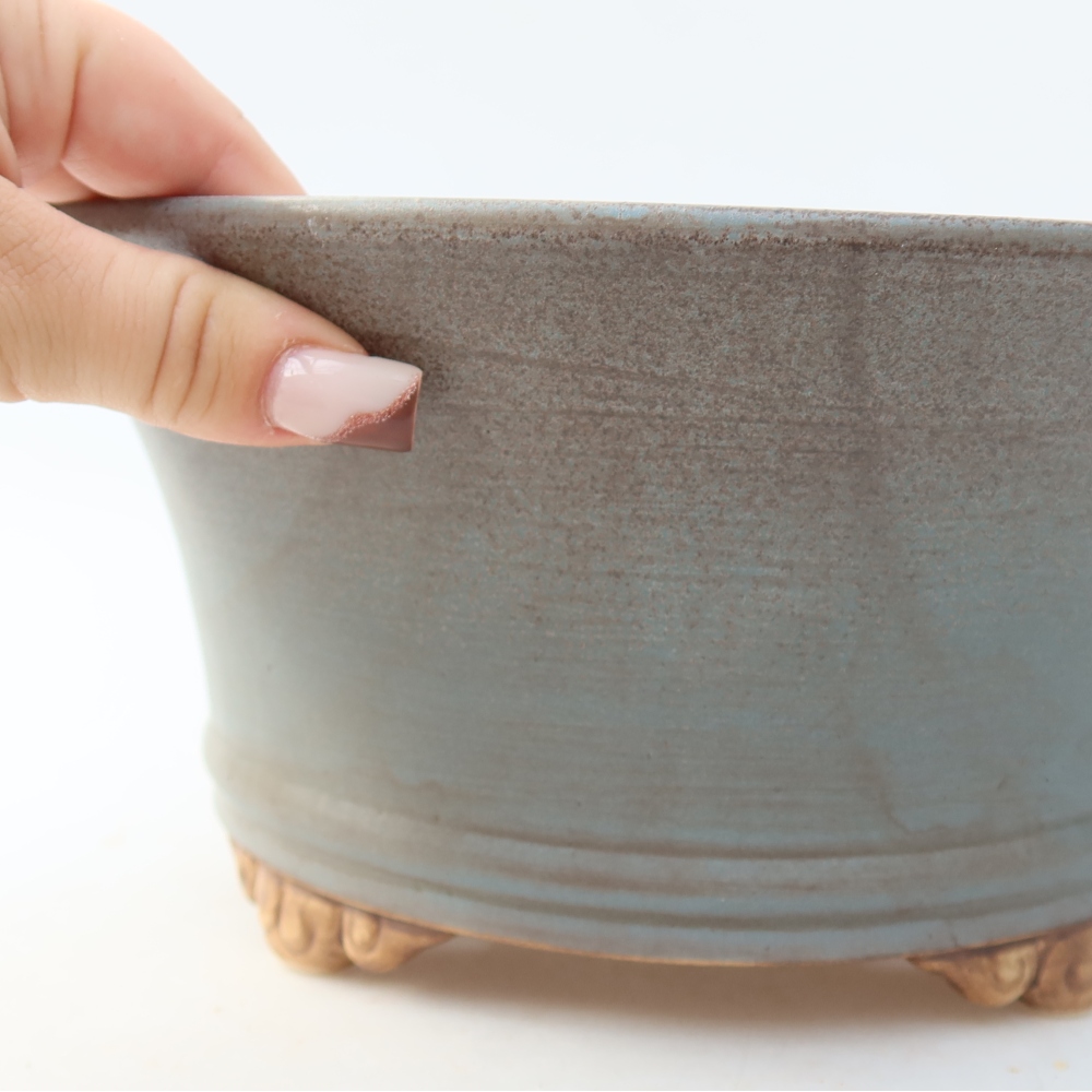 Keramik-Bonsai-Schale 24,5 x 24,5 x 11,5 cm, Farbe: Blau