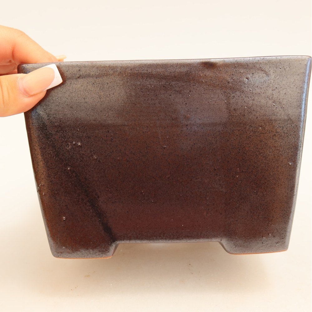Bonsaischale aus Keramik 15 x 15 x 10,5 cm, metallfarben