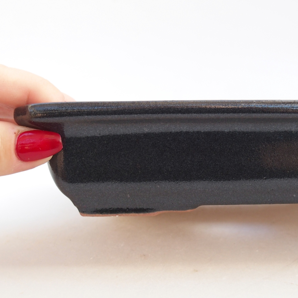 Bonsaischale aus Keramik 18 x 13,5 x 4 cm, schwarz