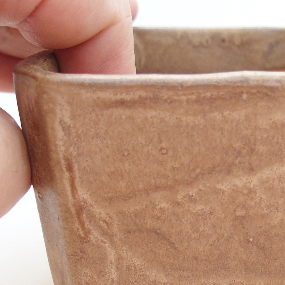 Bonsaischale aus Keramik 9 x 9 x 7 cm, Farbe beige