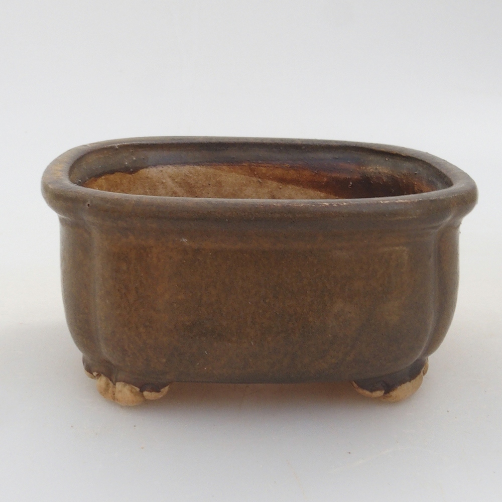Bonsaischale aus Keramik 10 x 8,5 x 4 cm, braun