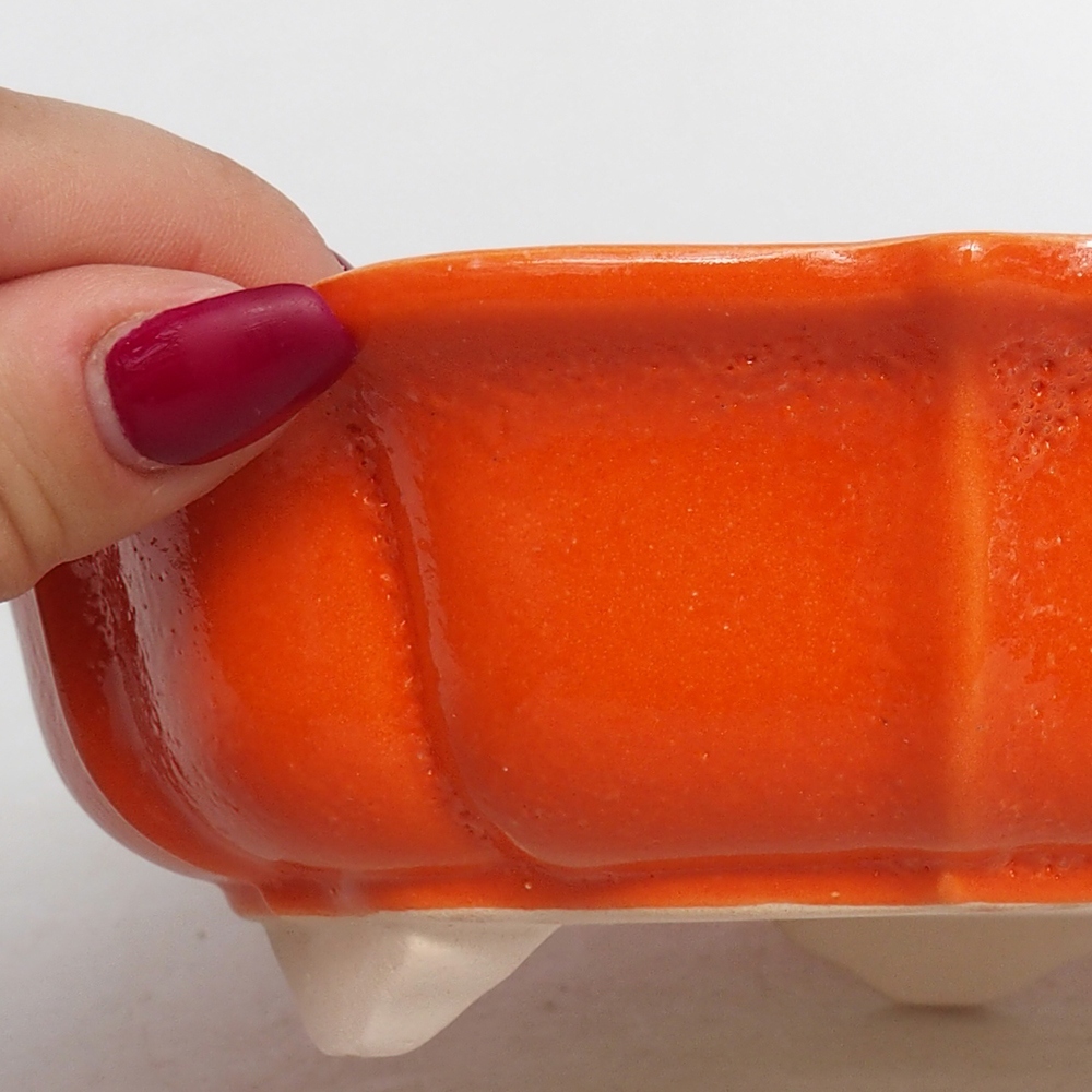 Bonsaischale aus Keramik 18,5 x 18,5 x 5,5 cm, orange