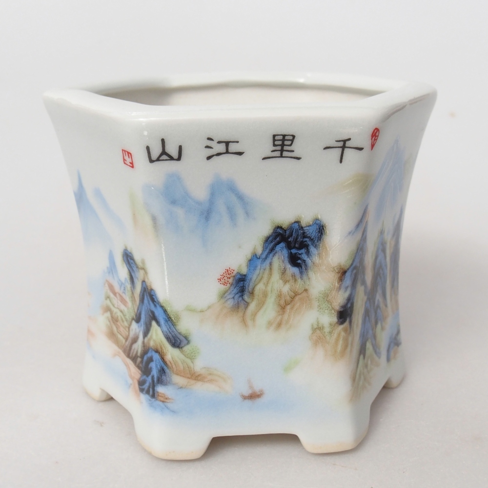 Bonsaischale aus Keramik 10,5 x 9,5 x 9 cm, Farbe weiß