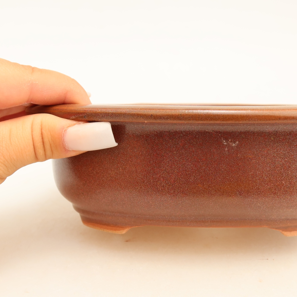 Keramik-Bonsai-Schale, 18 x 14,5 x 5,5 cm, Farbe: weinrot