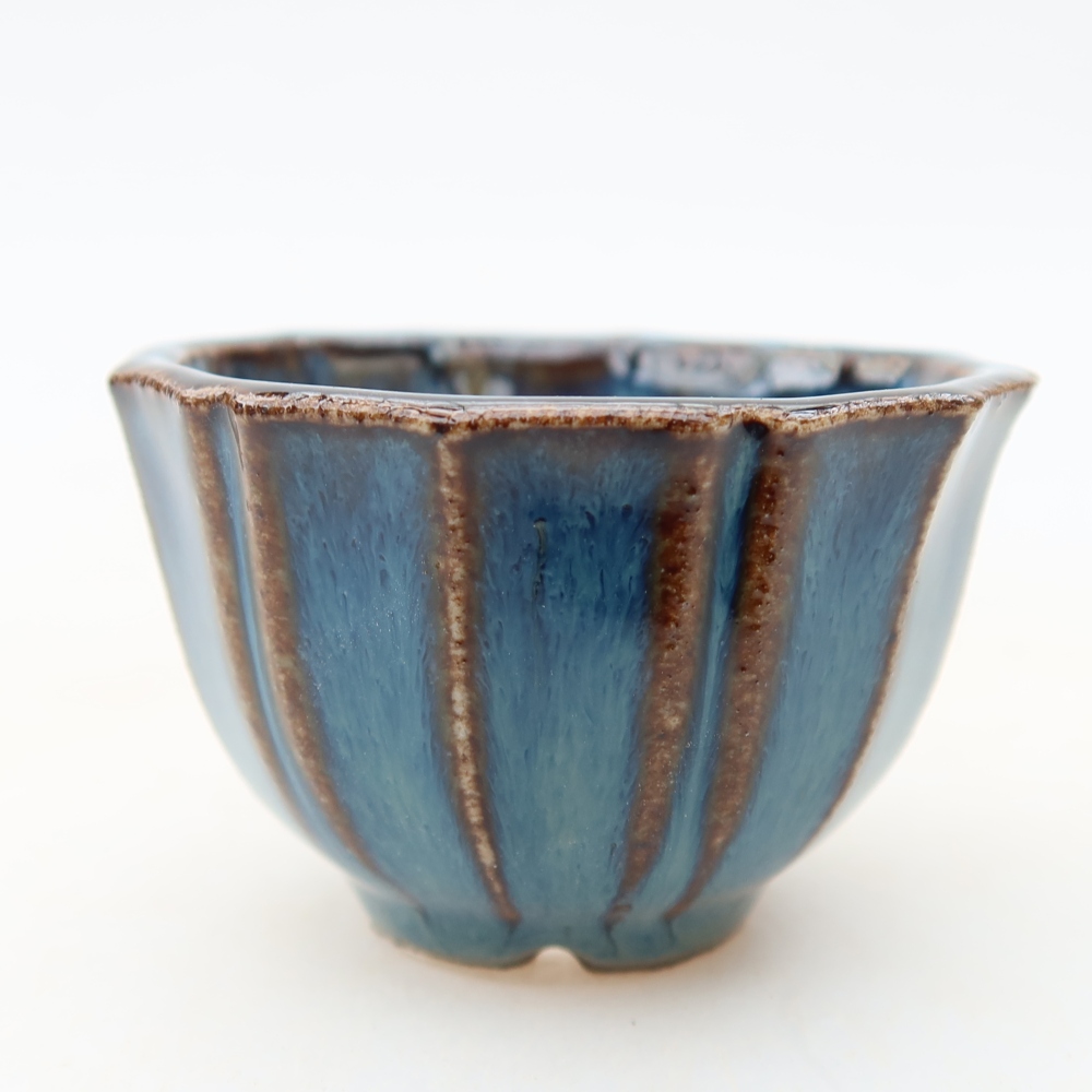 Keramik-Bonsai-Schale, 5,5 x 5,5 x 3,5 cm, Farbe: Blau