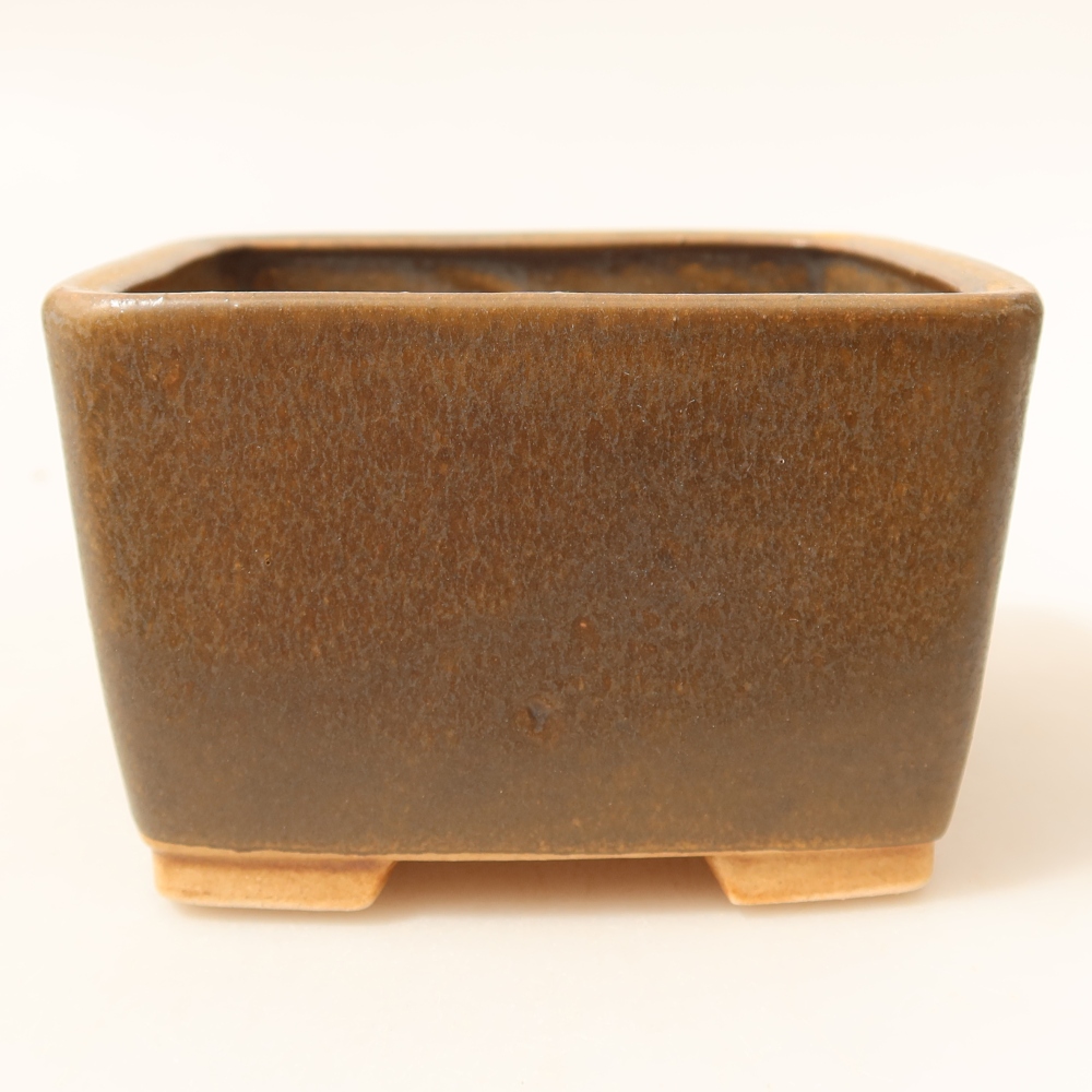 Keramik-Bonsai-Schale, 10,5 × 10,5 × 7 cm, Farbe: braun