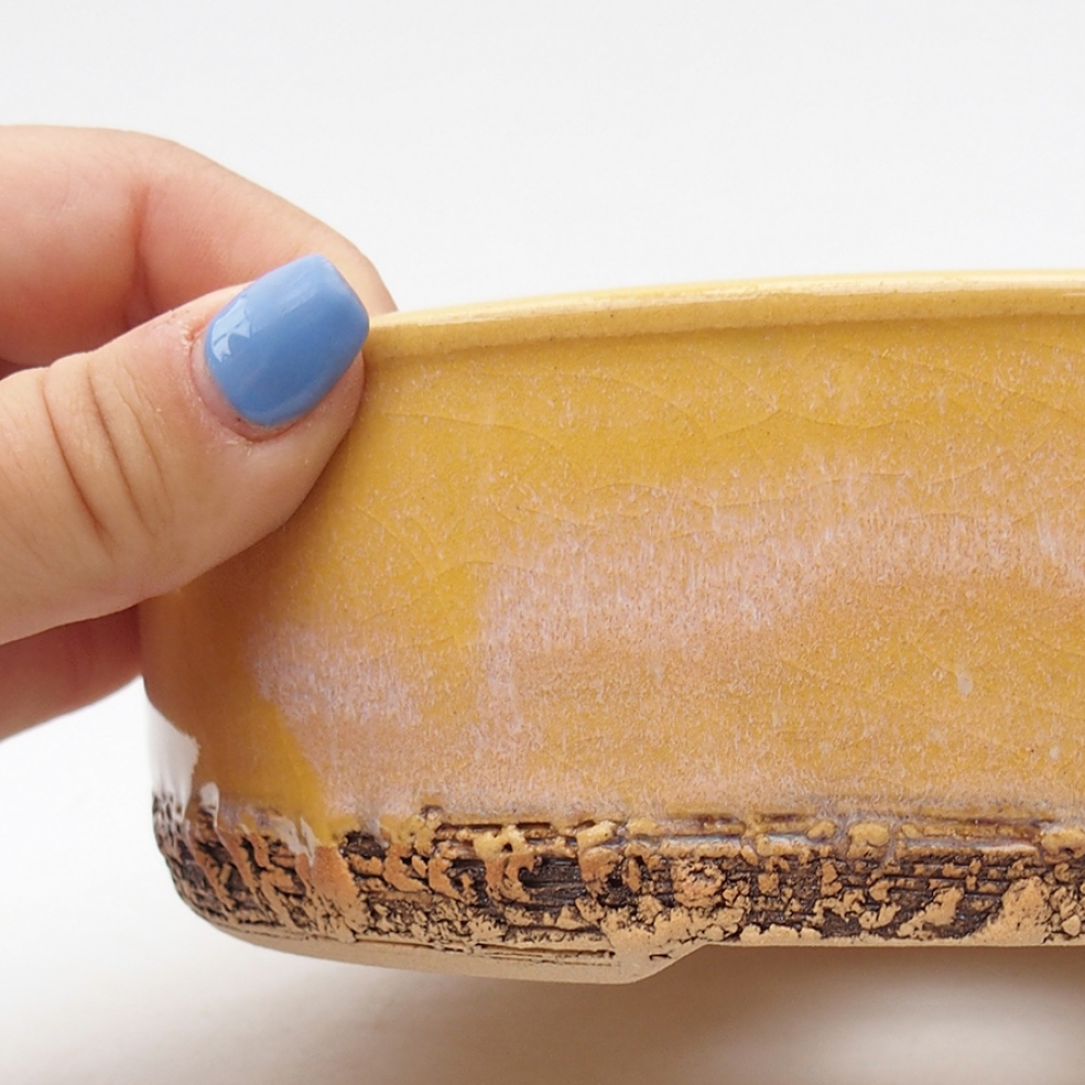 Bonsaischale aus Keramik 18,5 x 18,5 x 6 cm, gelb