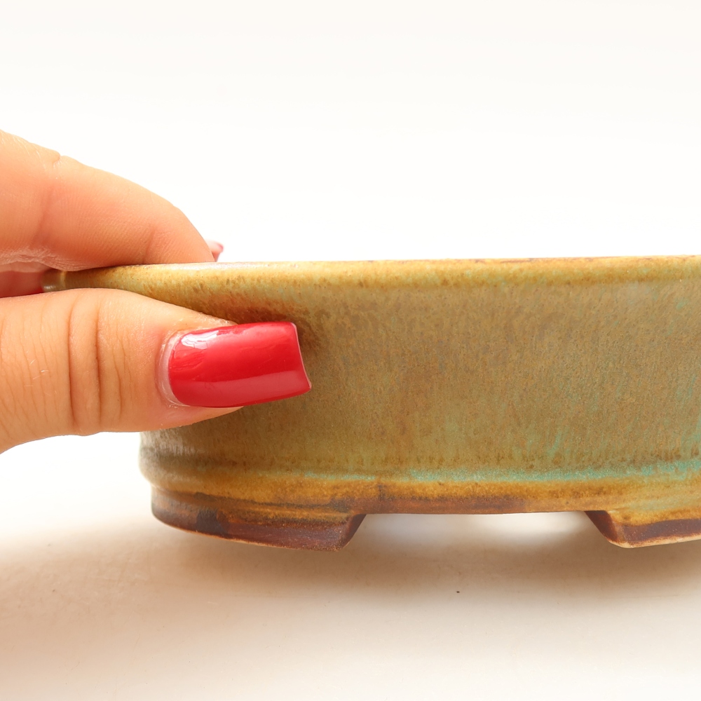 Keramik-Bonsai-Schale 14,5 x 13 x 4 cm, Farbe: grün