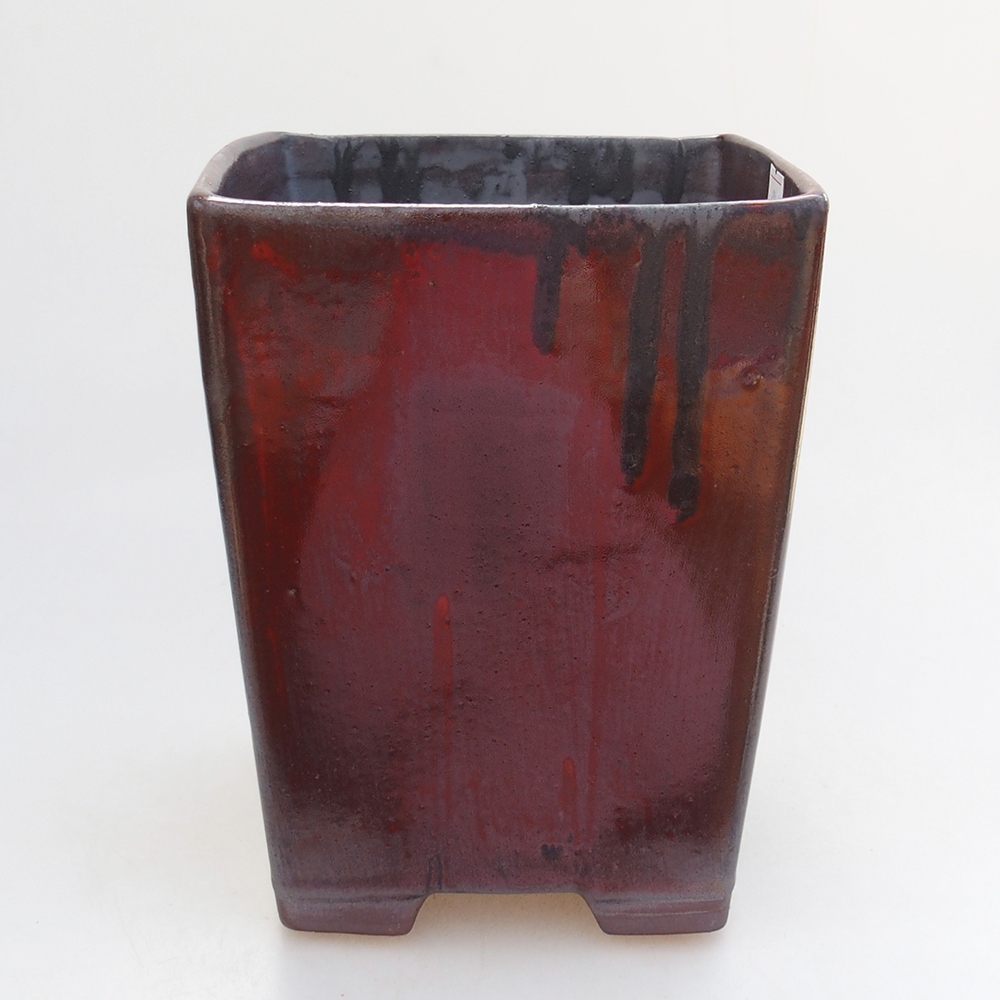 Bonsaischale aus Keramik 15 x 15 x 19 cm, Farbe rot