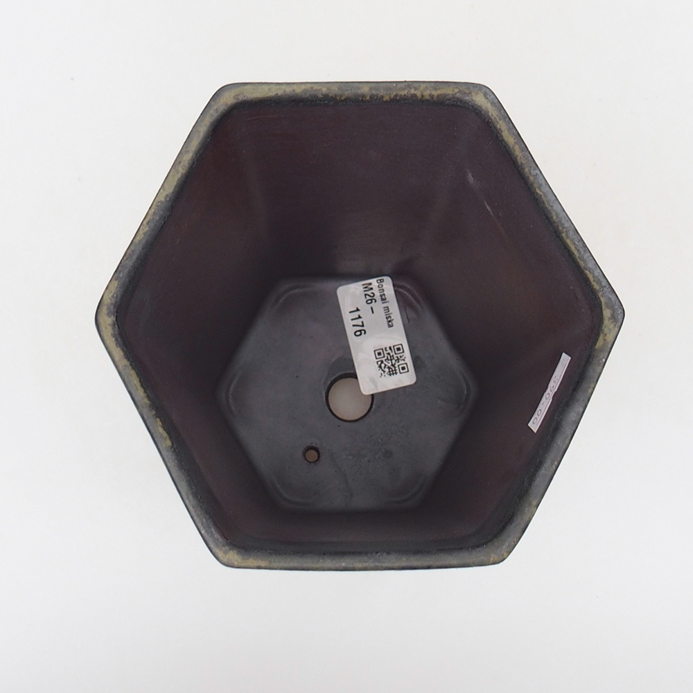 Bonsaischale aus Keramik 13 x 11,5 x 17 cm, grün-grau