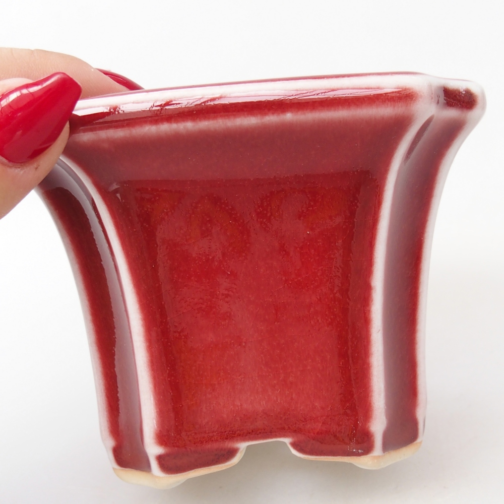 Bonsaischale aus Keramik 10 x 10 x 7 cm, Farbe rot