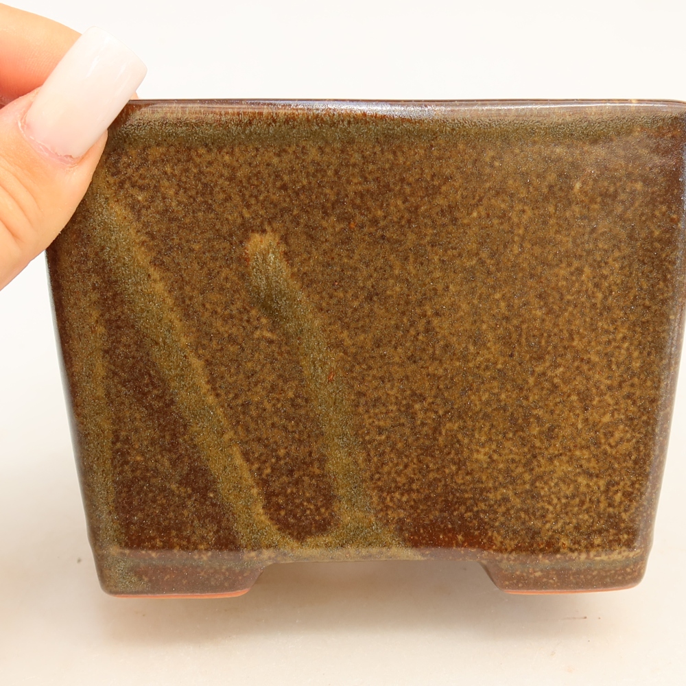 Keramik-Bonsai-Schale 12 x 12 x 9 cm, Farbe: braun