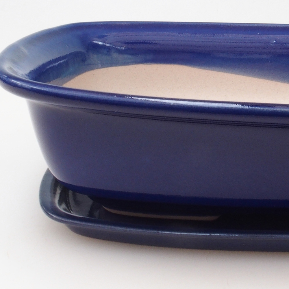 Bonsaischale + Untertasse H08 - 25 x 19,5 x 6 cm - blau