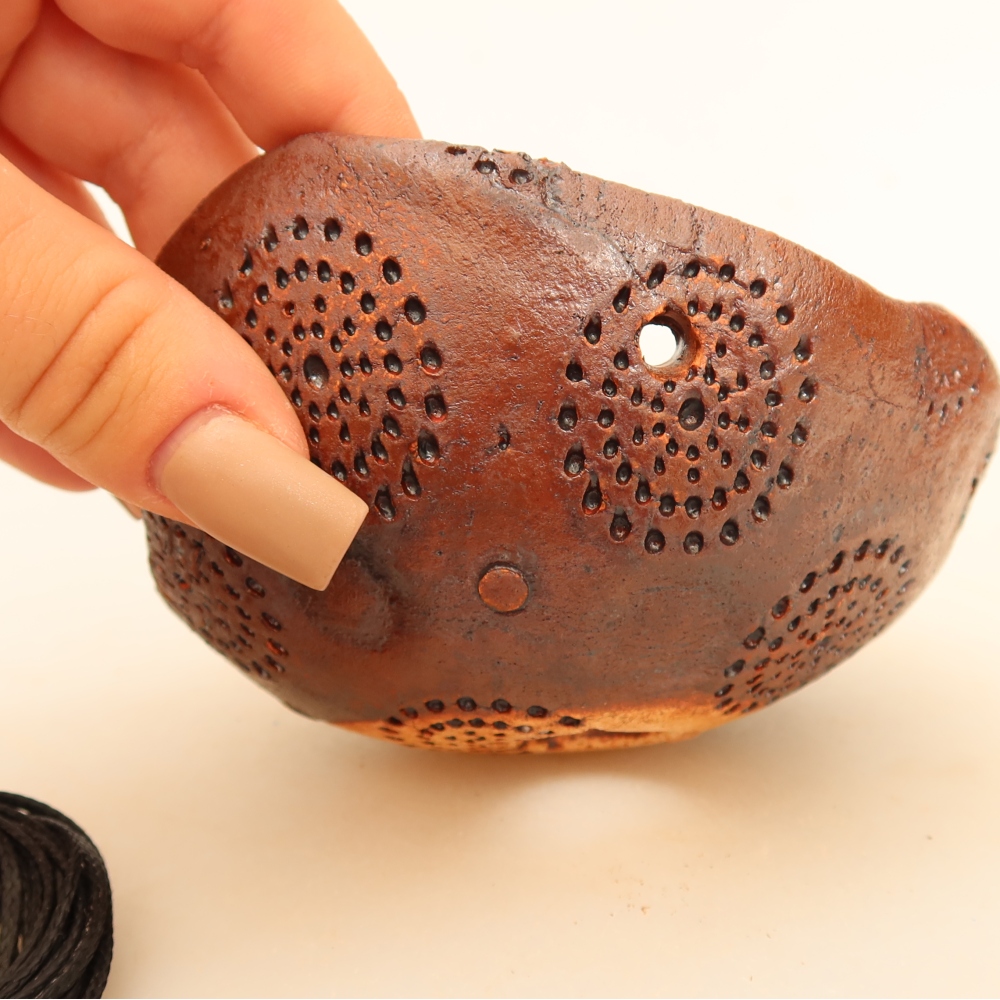 Keramikschale für Kokedama, 10 x 10 x 6,5 cm, Farbe: Braun