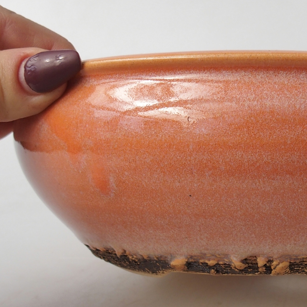 Bonsaischale aus Keramik 18,5 x 18,5 x 6,5 cm, orange