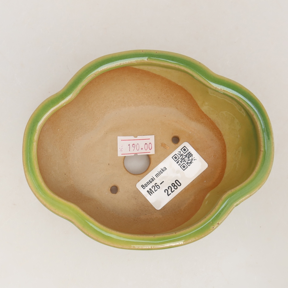 Keramik-Bonsai-Schale, 12,5 × 10,5 × 4,5 cm, Farbe: grün