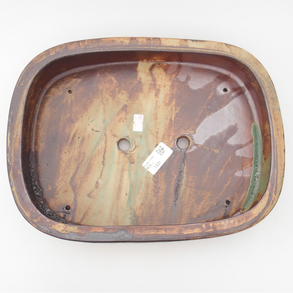 Bonsaischale aus Keramik 32 x 24,5 x 6,5 cm, Farbe braun-grün