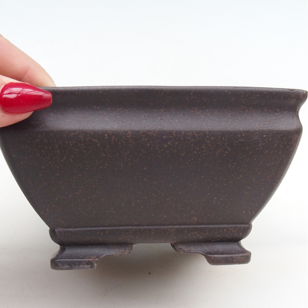 Bonsaischale aus Keramik 13 x 13 x 7 cm, Farbe bräunlich ocker