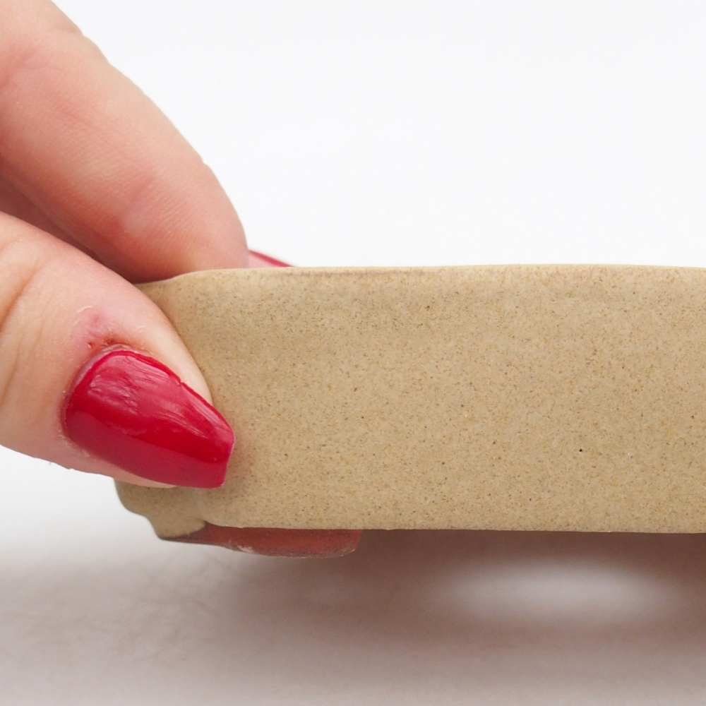 Bonsaischale aus Keramik 10 x 8,5 x 2,5 cm, Farbe beige