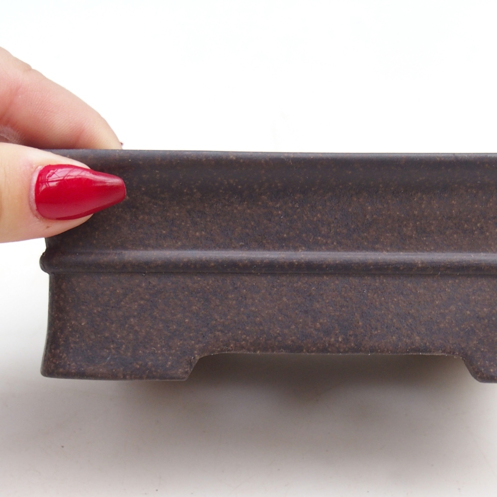 Bonsaischale aus Keramik 14,5 x 10,5 x 5 cm, Farbe bräunlich ocker