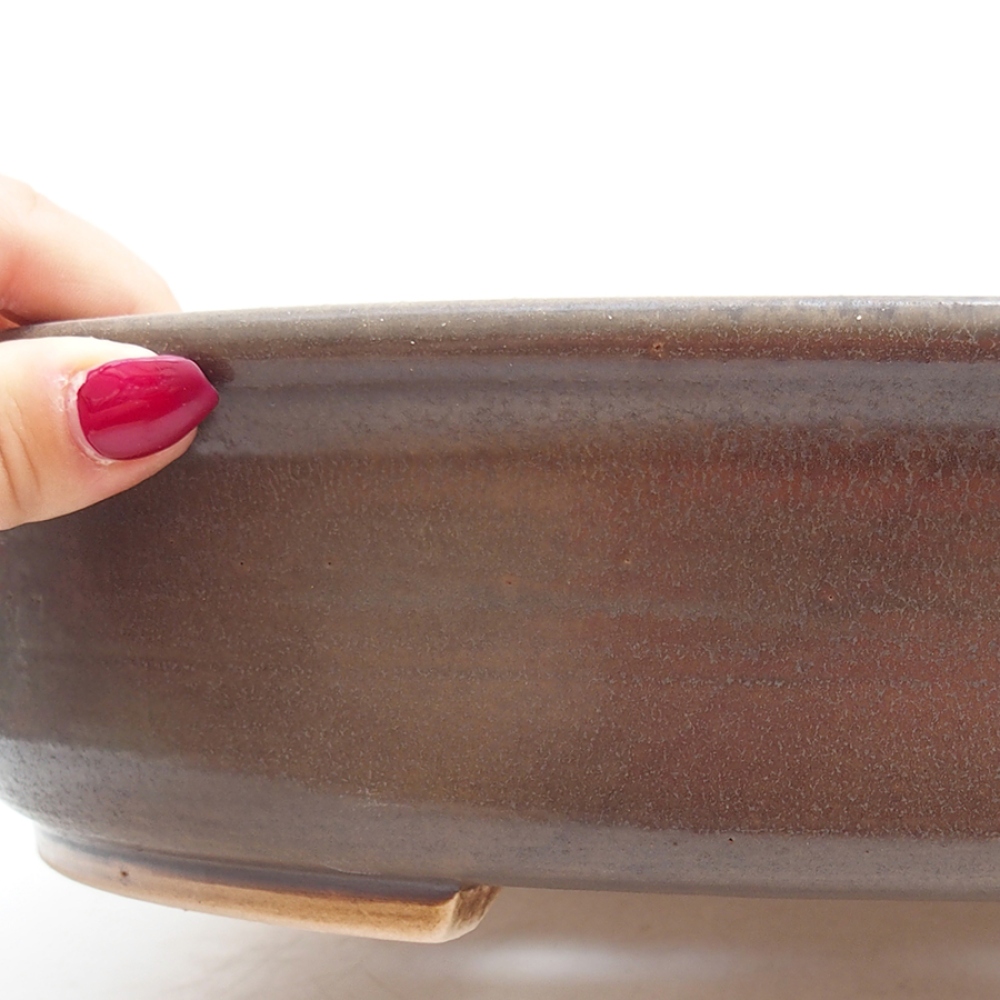 Bonsaischale aus Keramik 32,5 x 28,5 x 7,5 cm, braun