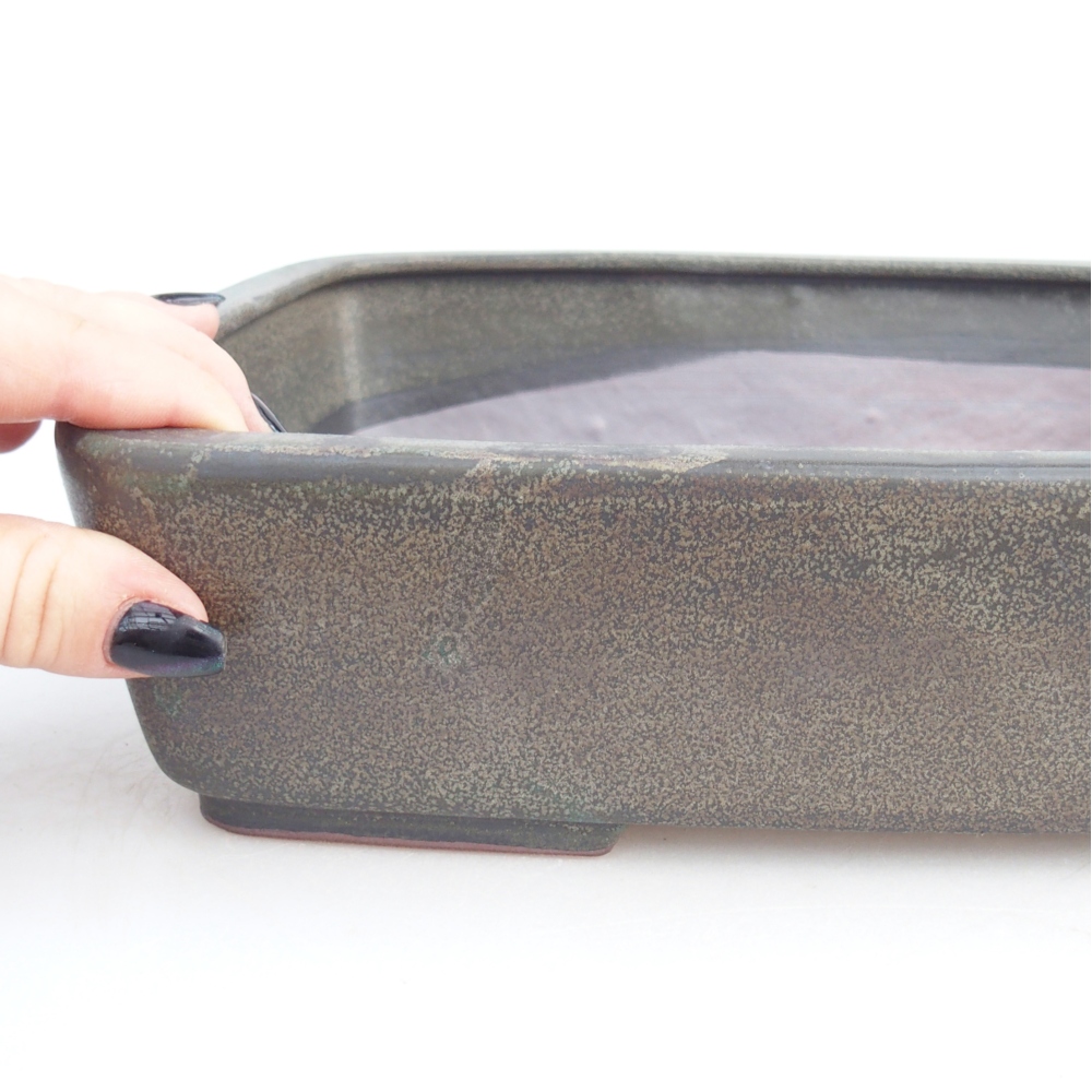 Bonsaischale aus Keramik 26,5 x 20,5 x 7 cm, grau