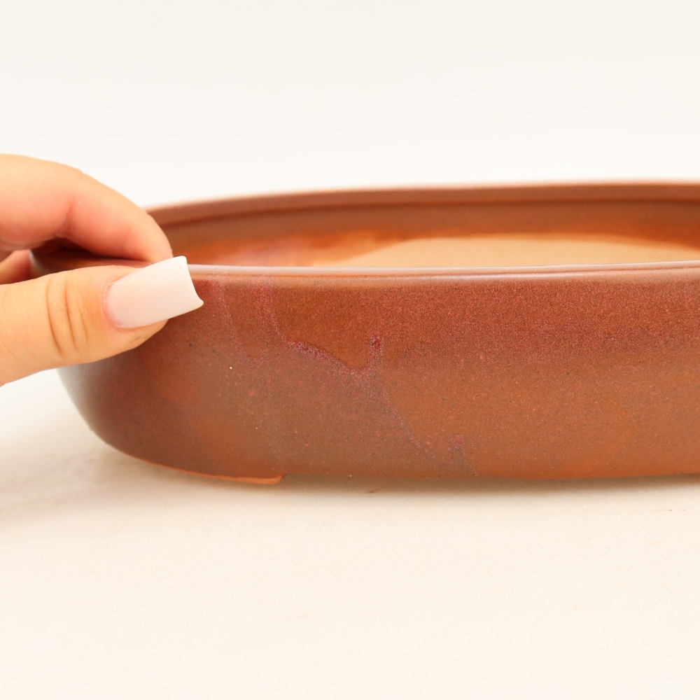 Keramik-Bonsai-Schale 27 x 21 x 5,5 cm, Farbe: weinrot
