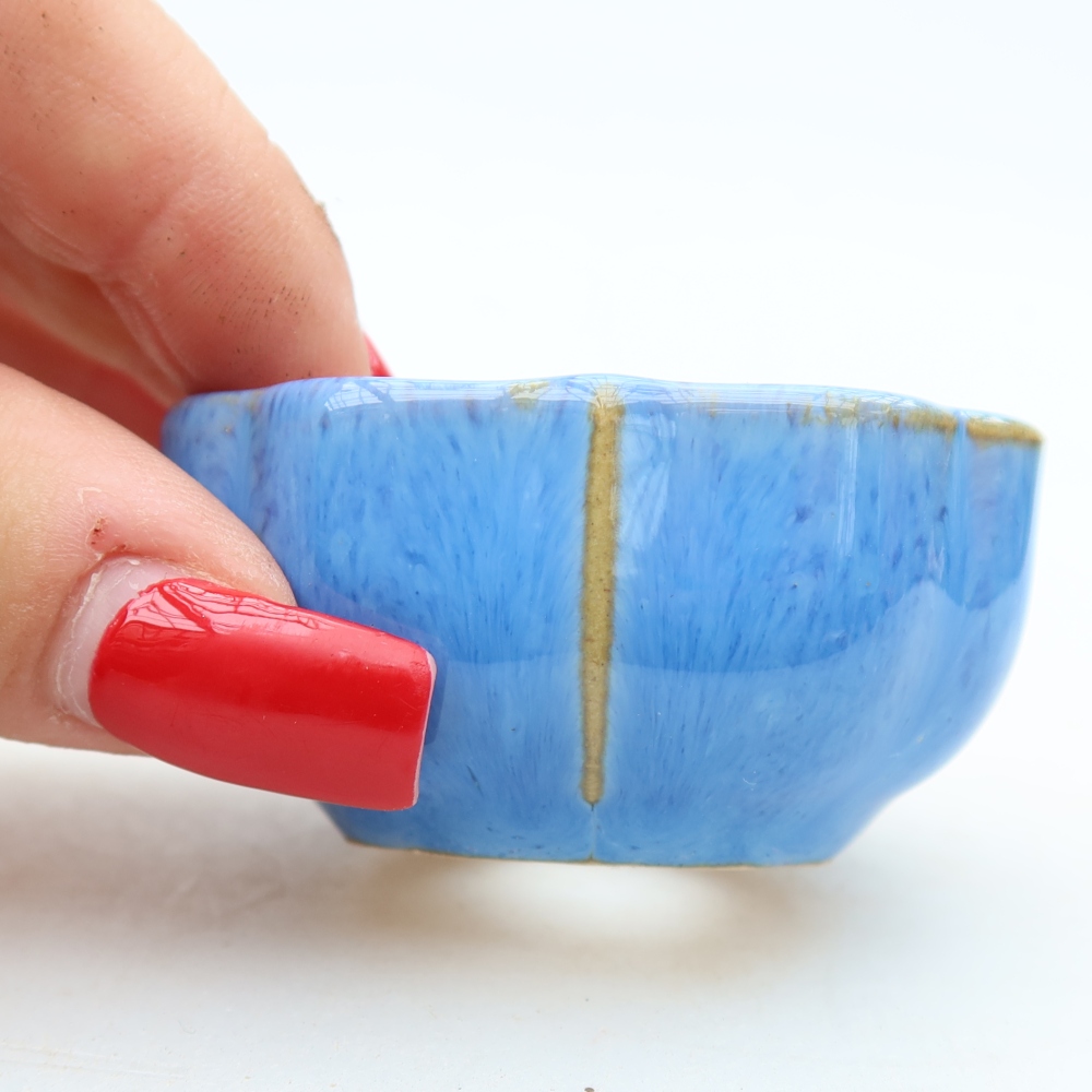 Keramik-Bonsai-Schale, 6 x 6 x 3 cm, Farbe: Blau