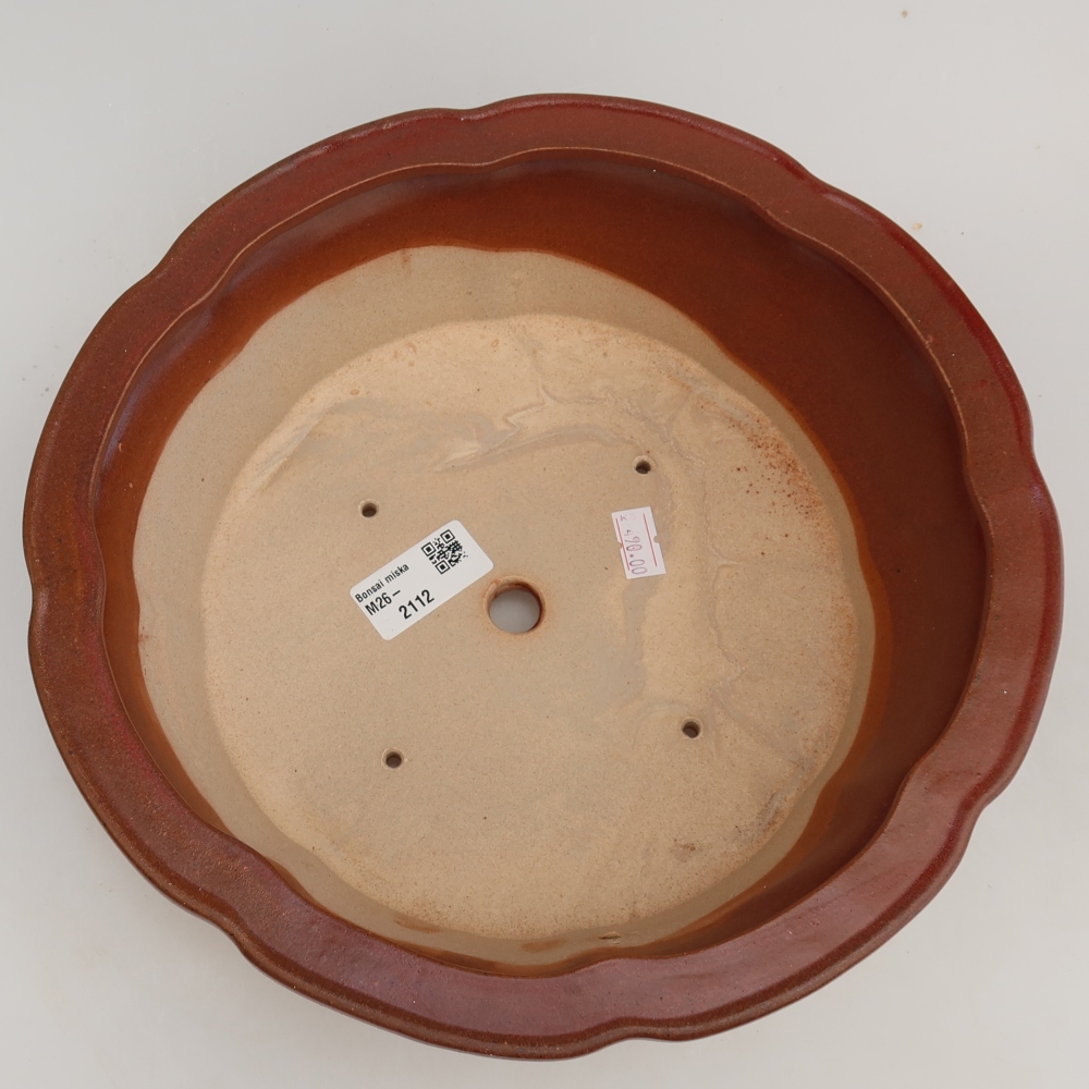 Bonsaischale aus Keramik 26 x 26 x 8 cm, bordeauxrot