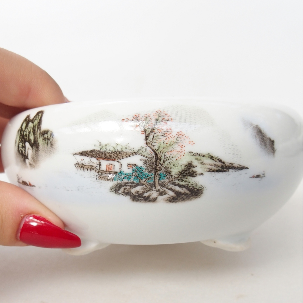 Bonsaischale aus Keramik 10 x 10 x 5 cm, Farbe weiß