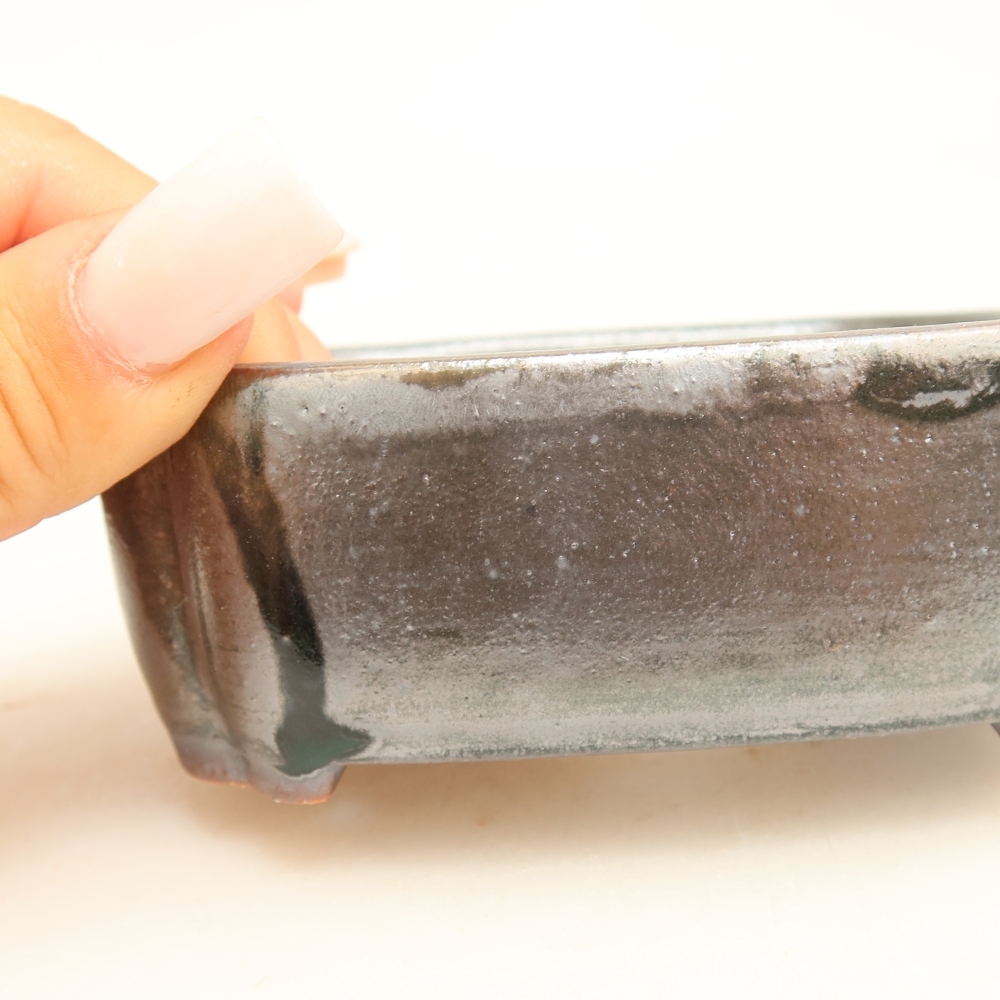 Keramik-Bonsai-Schale 10,5 x 8 x 4 cm, metallfarben