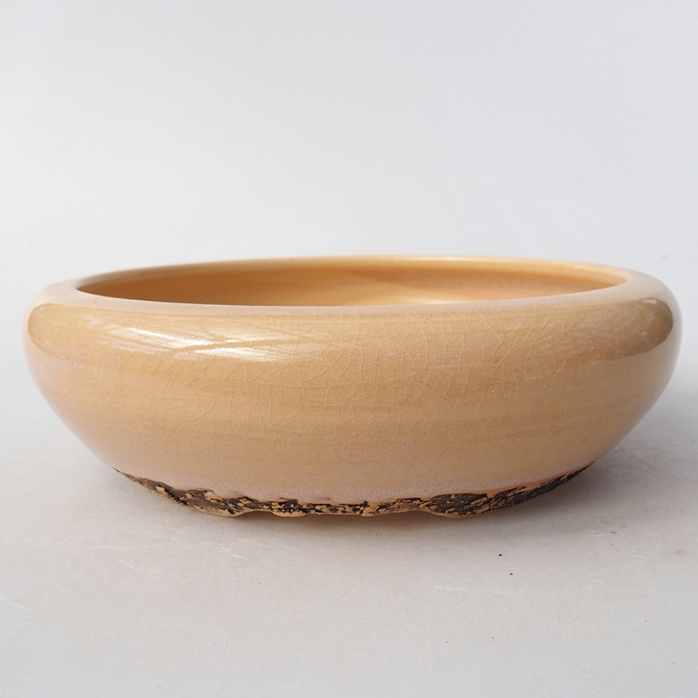 Bonsaischale aus Keramik 19 x 19 x 7 cm, Farbe beige