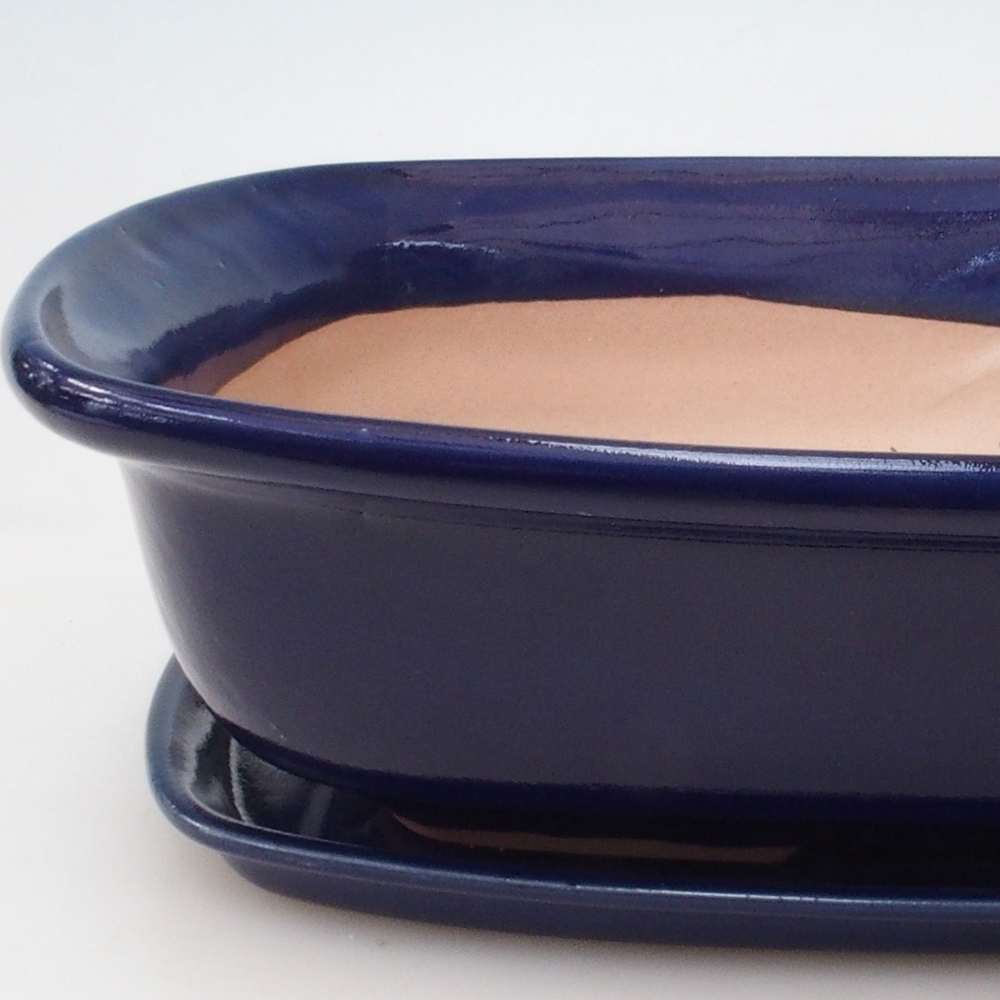 Bonsaischale + Untertasse H10 - 37 x 28 x 9 cm - blau