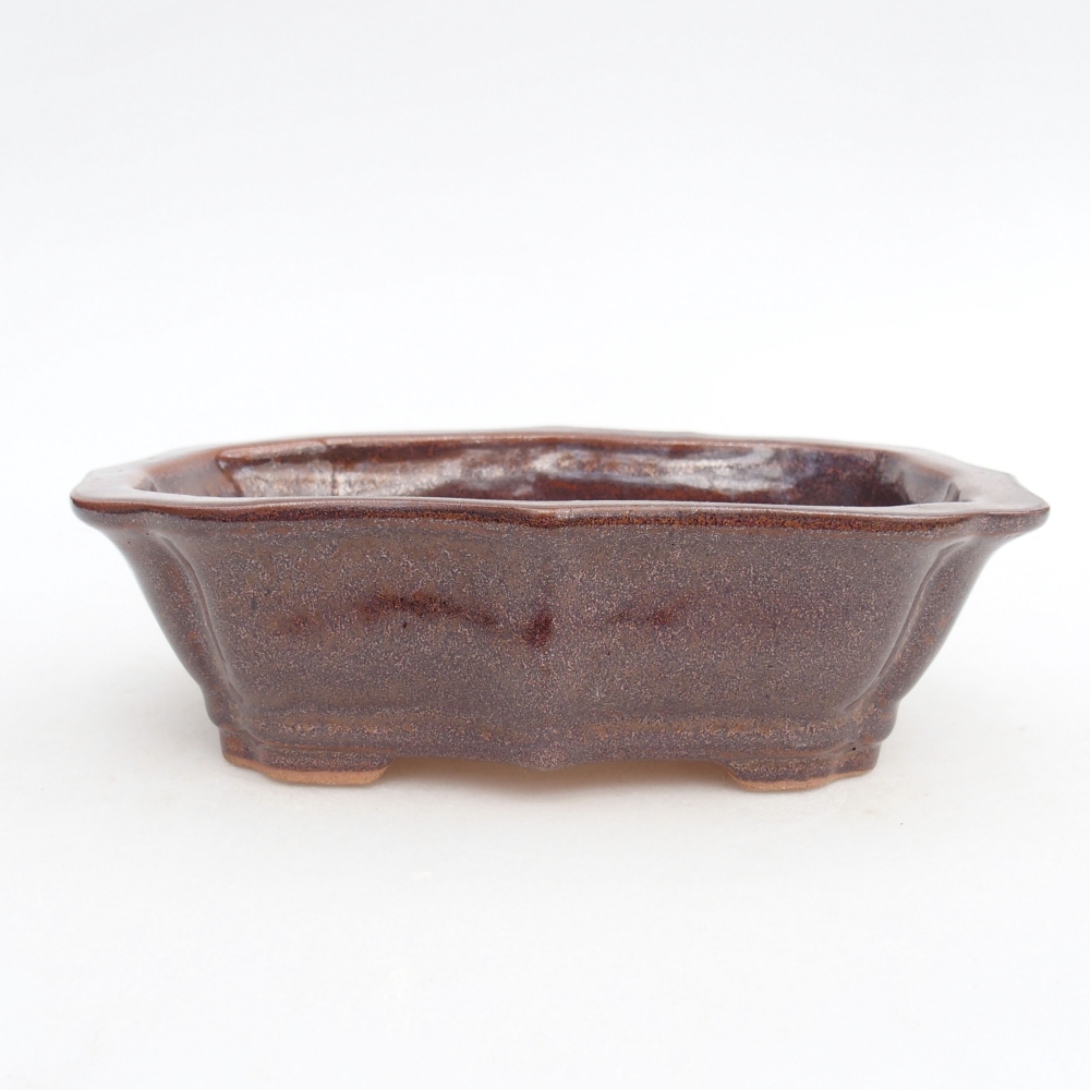 Bonsaischale aus Keramik 15,5 x 11,5 x 4,5 cm, braun