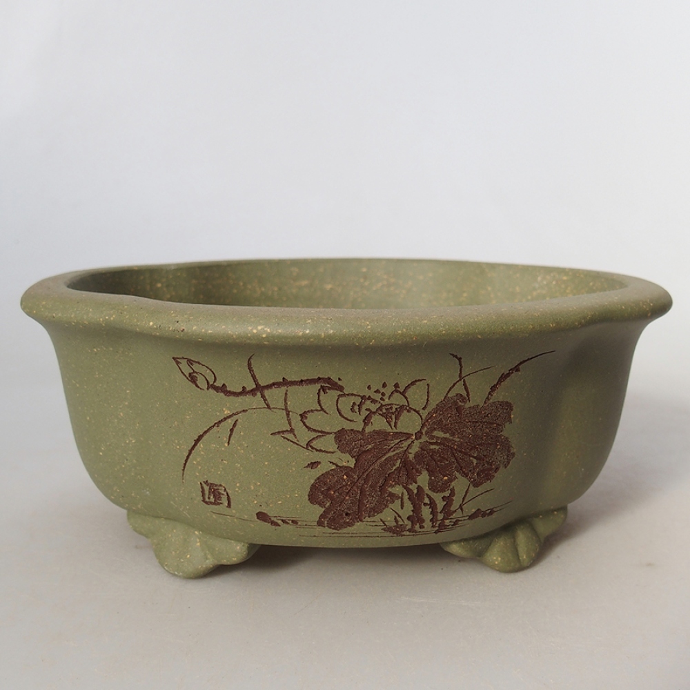 Bonsaischale aus Keramik 15,5 x 13 x 6 cm, grün