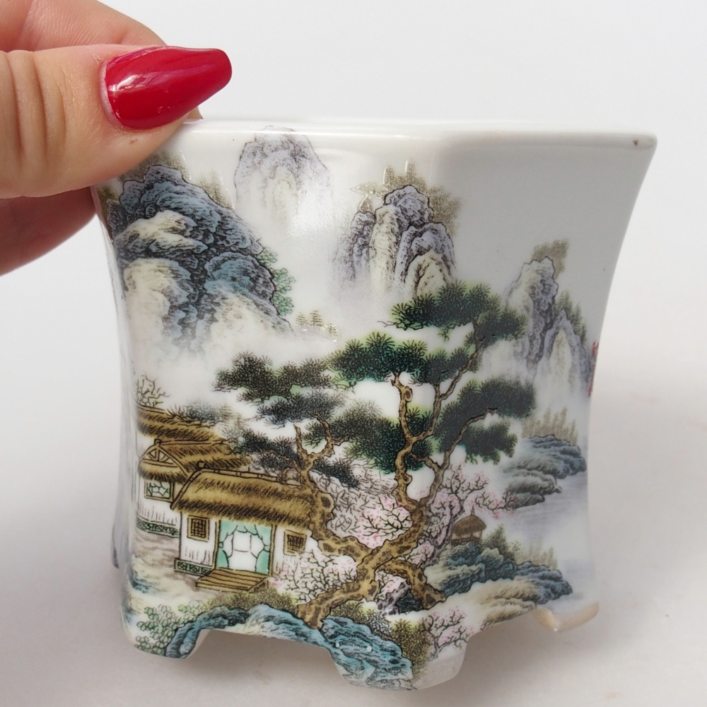 Bonsaischale aus Keramik 10,5 x 9,5 x 9 cm, Farbe weiß