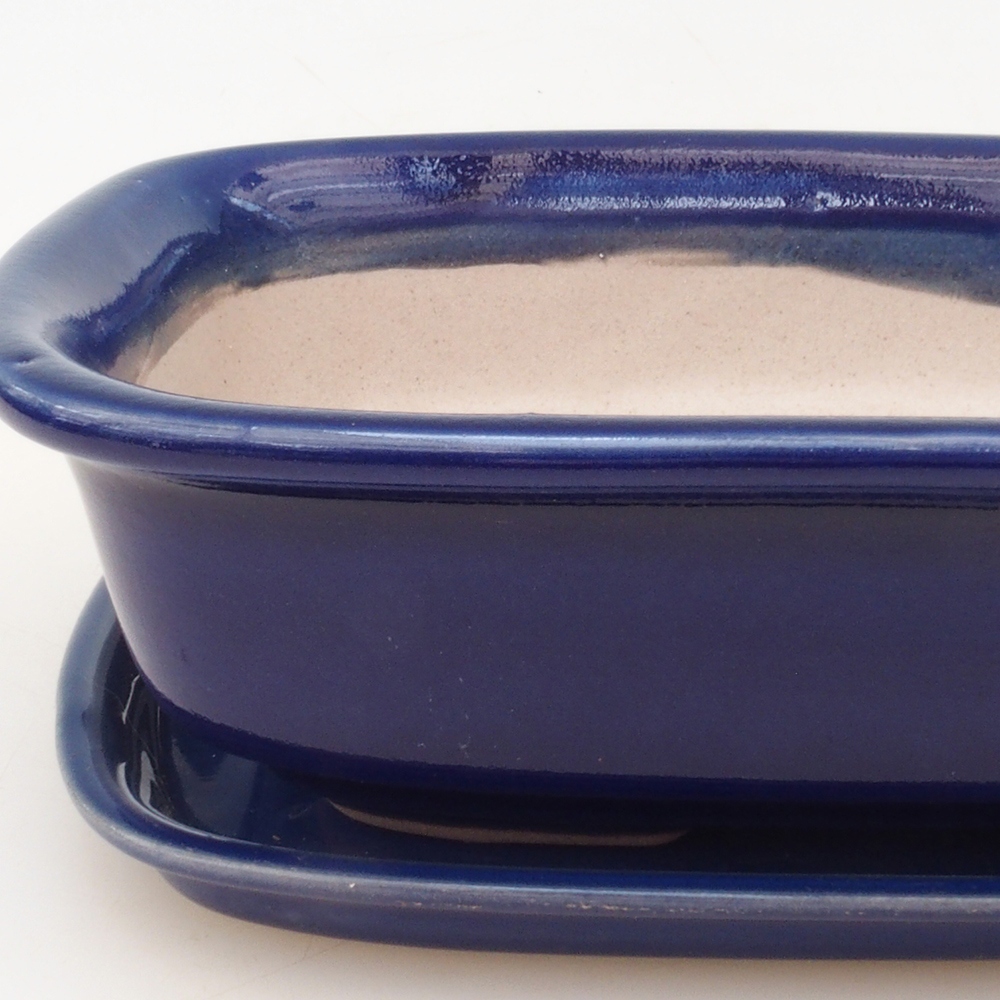 Bonsaischale + Untertasse H02 - blau