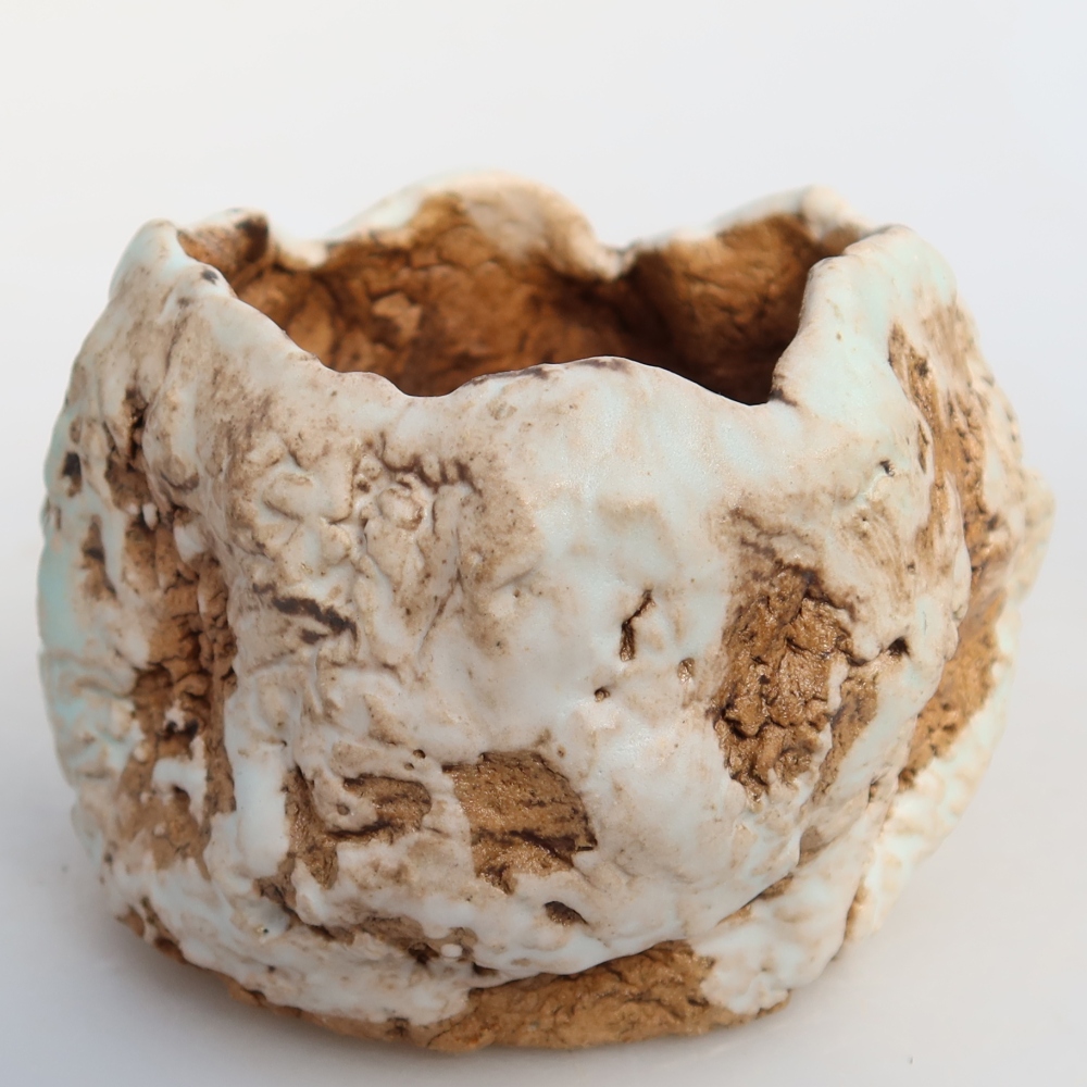 Keramikschale  7 x 7 x 6 cm, Farbe: weiß-braun
