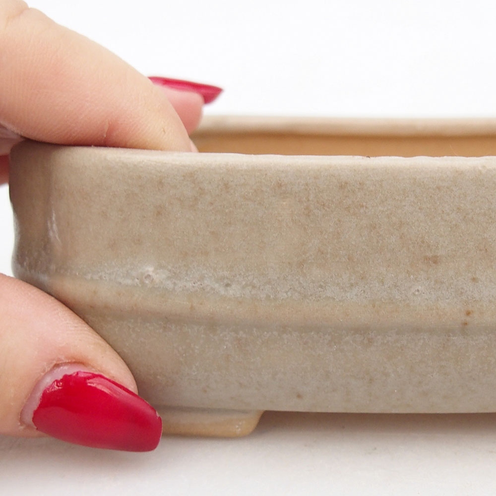 Bonsaischale aus Keramik 12 x 10,5 x 4 cm, Farbe beige