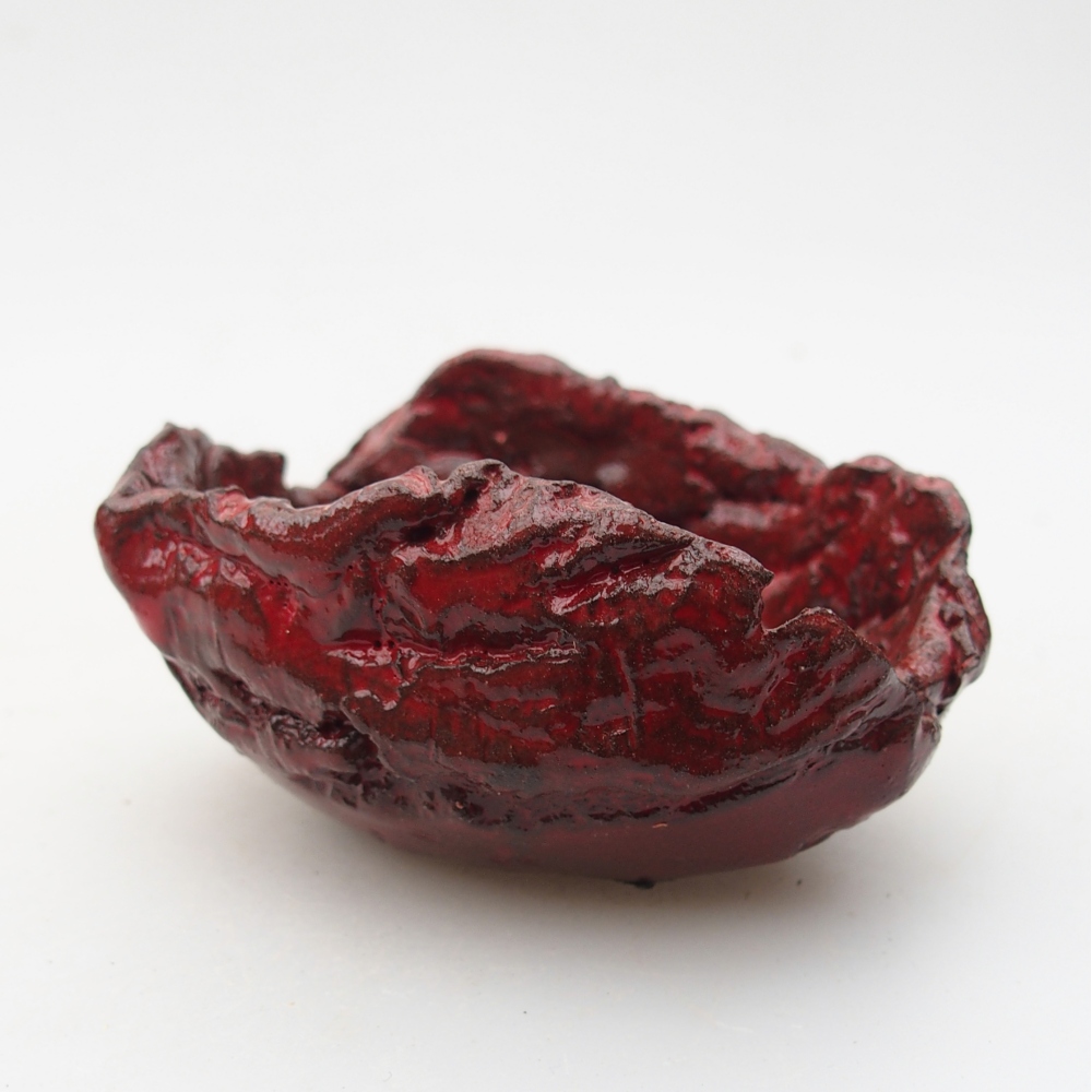 Keramikschale 9 x 7 x 4,5 cm , Farbe rot