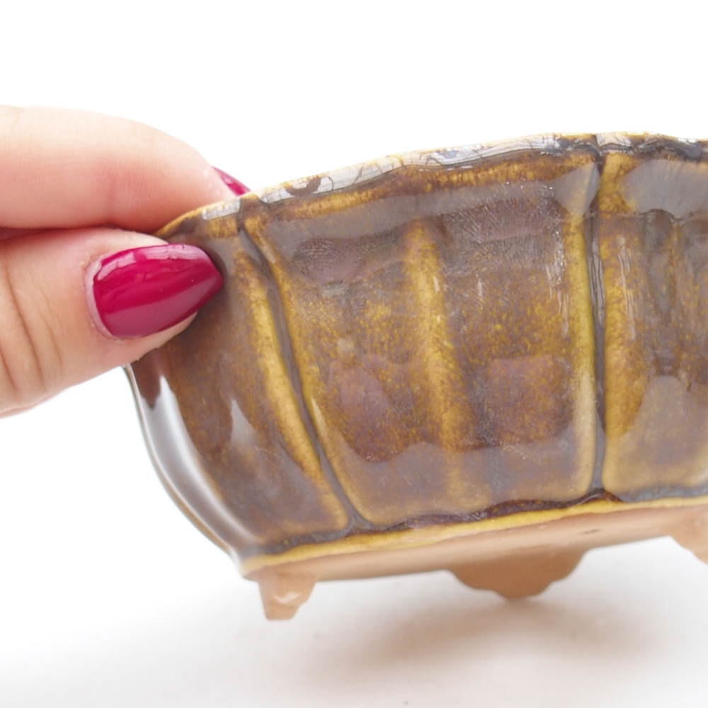 Bonsaischale aus Keramik 11,5 x 11,5 x 5 cm, gelb