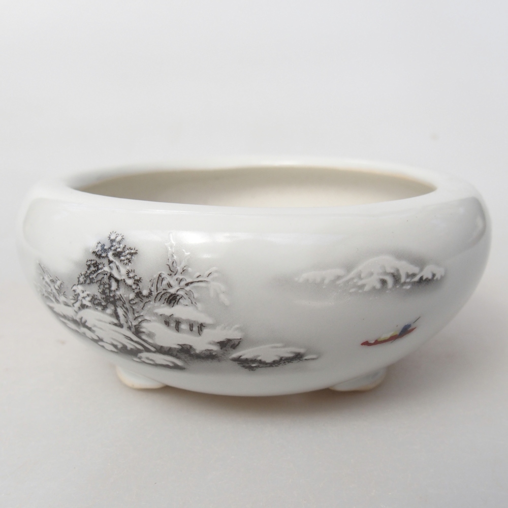 Bonsaischale aus Keramik 10 x 10 x 5 cm, Farbe weiß