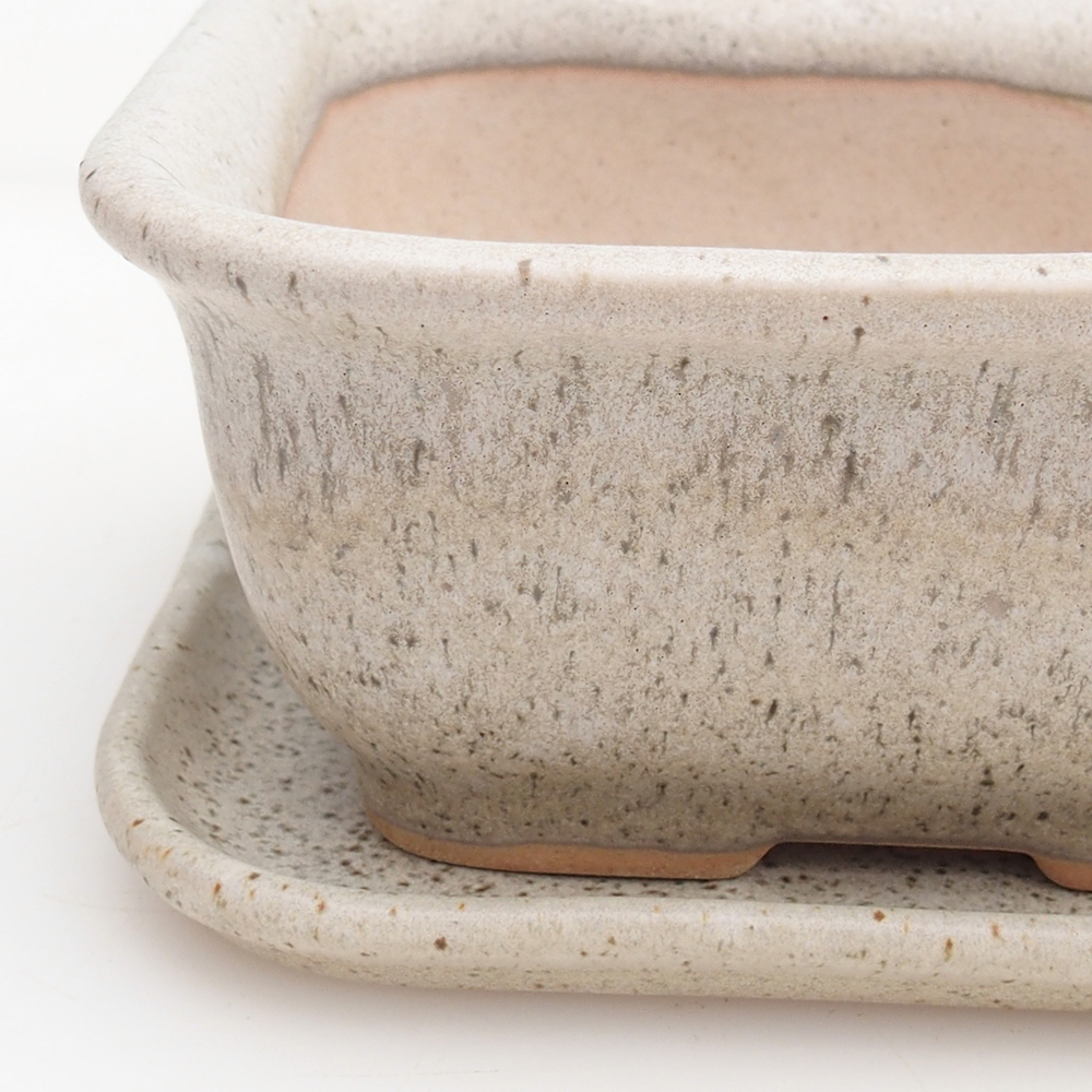 Bonsaischale + Untertasse H11 - 11,5 x 10 x 4 cm - grün