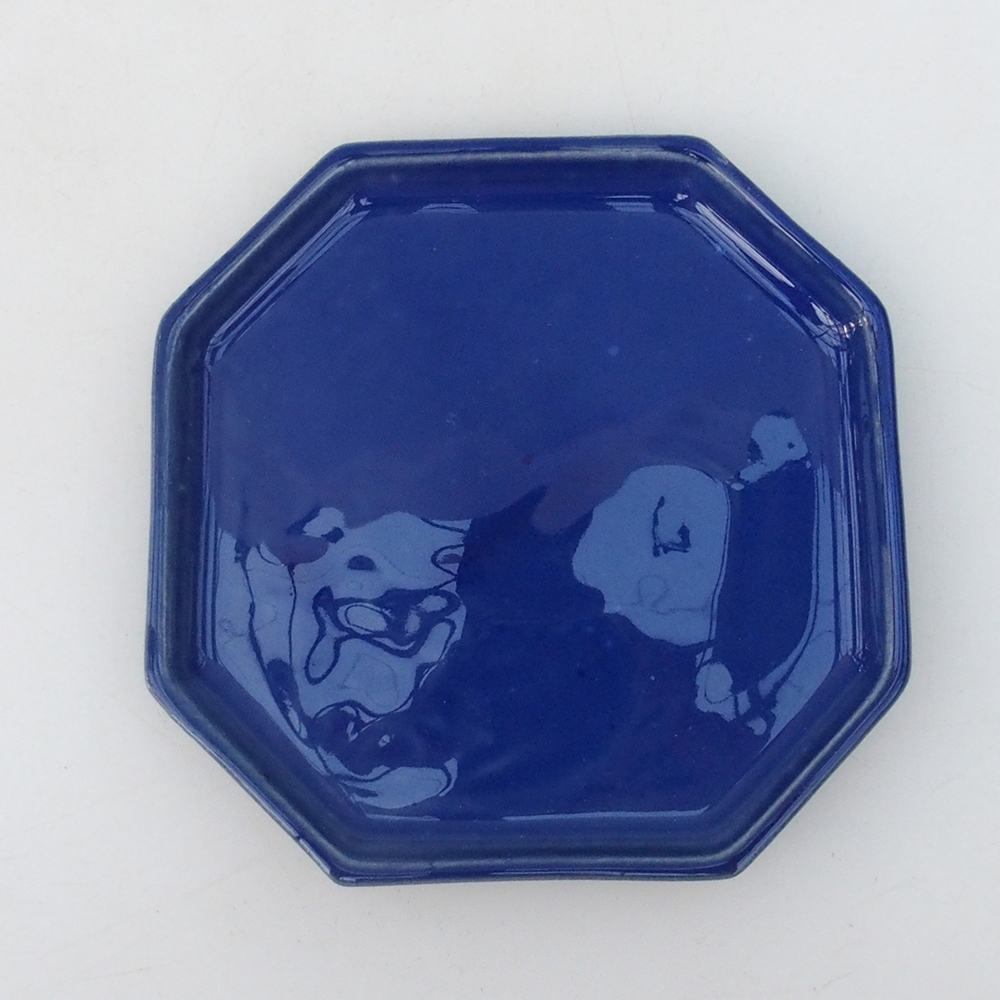 Keramikschale H13 -12 x 12 x 1 cm - blau