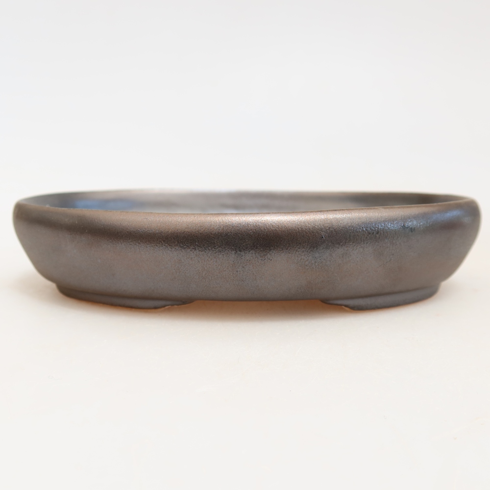 Keramik-Bonsai-Schale, 13 x 9,5 x 2,5 cm, metallfarben