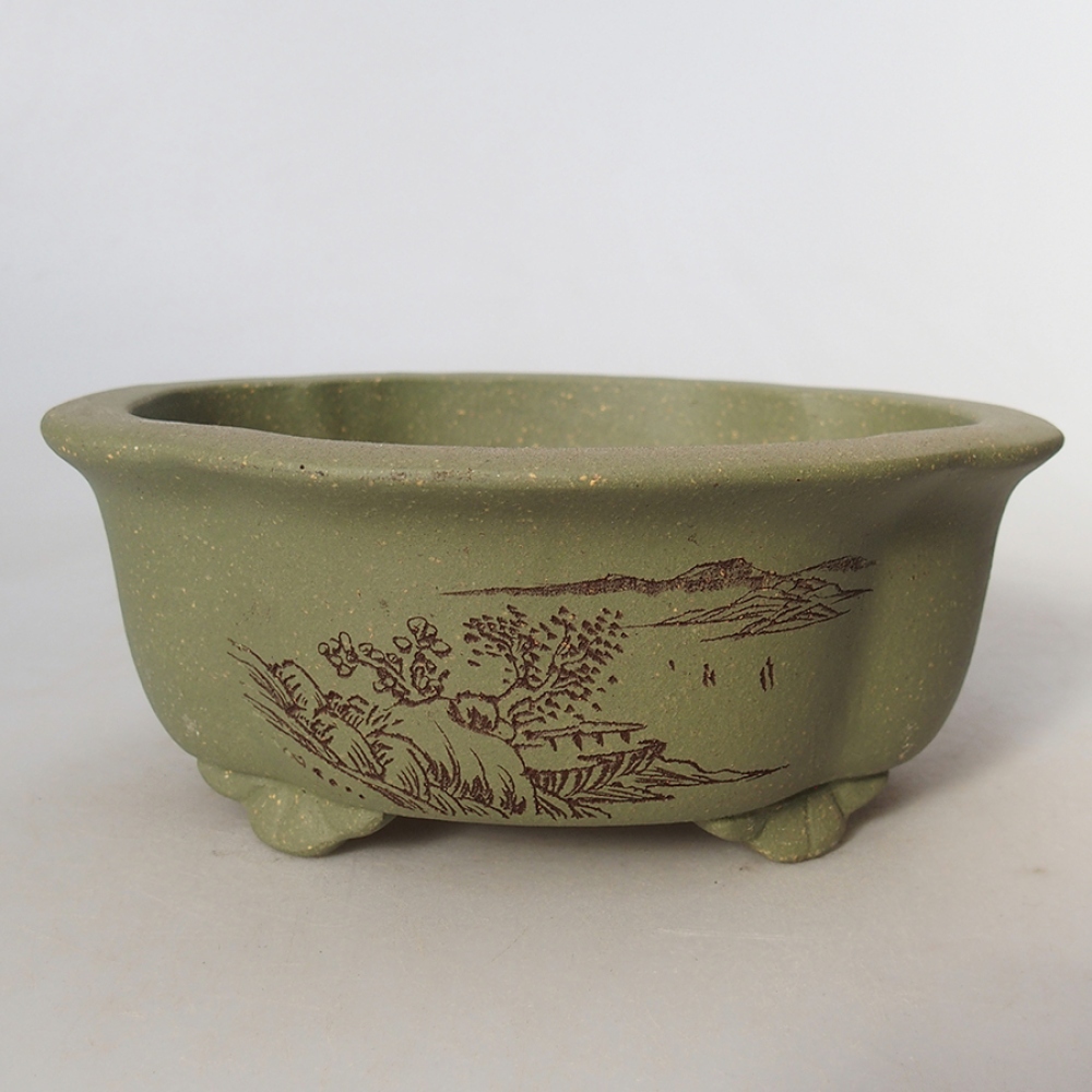 Bonsaischale aus Keramik 15,5 x 13 x 6 cm, grün